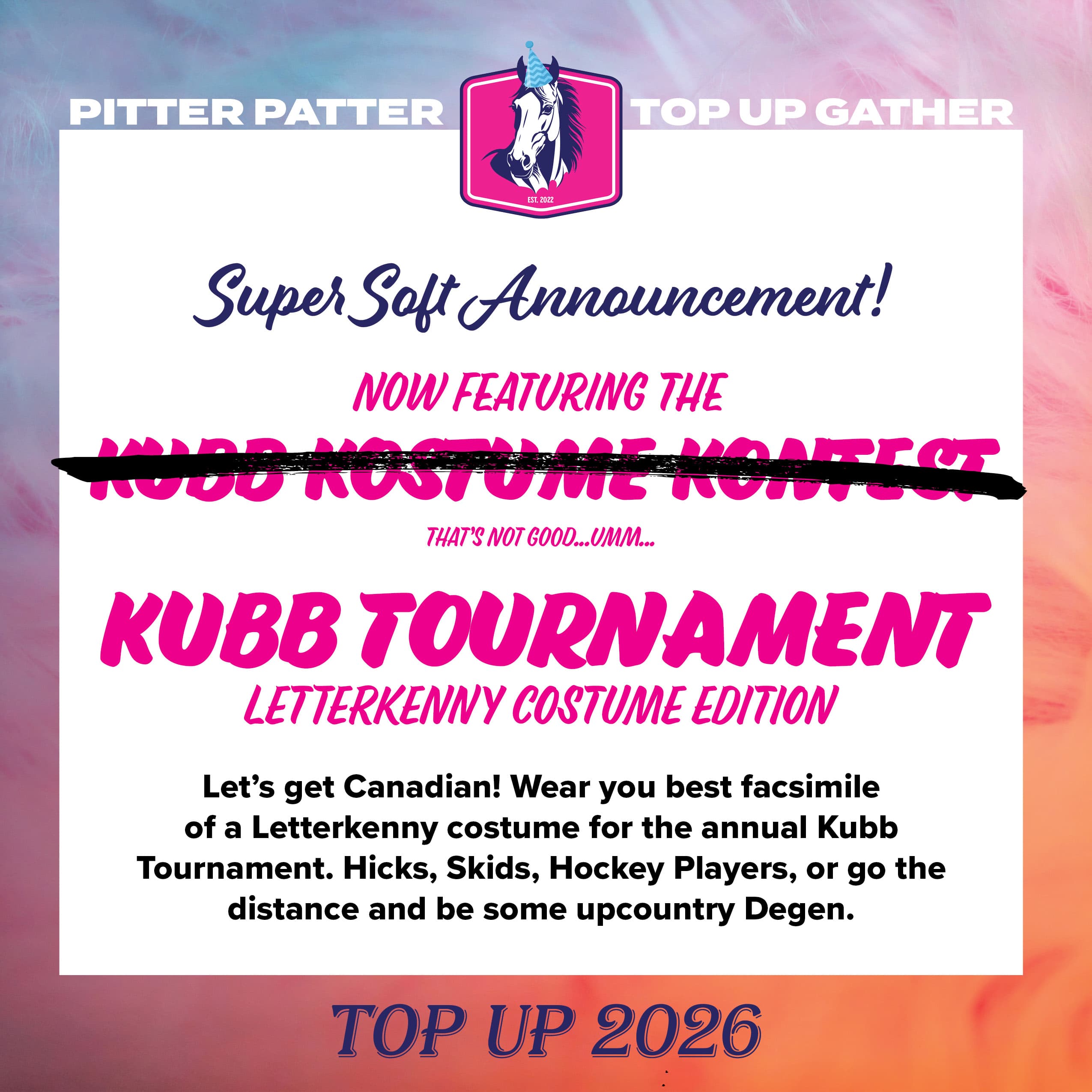 Kubb Tournament: Letterkenny Costume Edition — Top Up 2026 promotional artwork